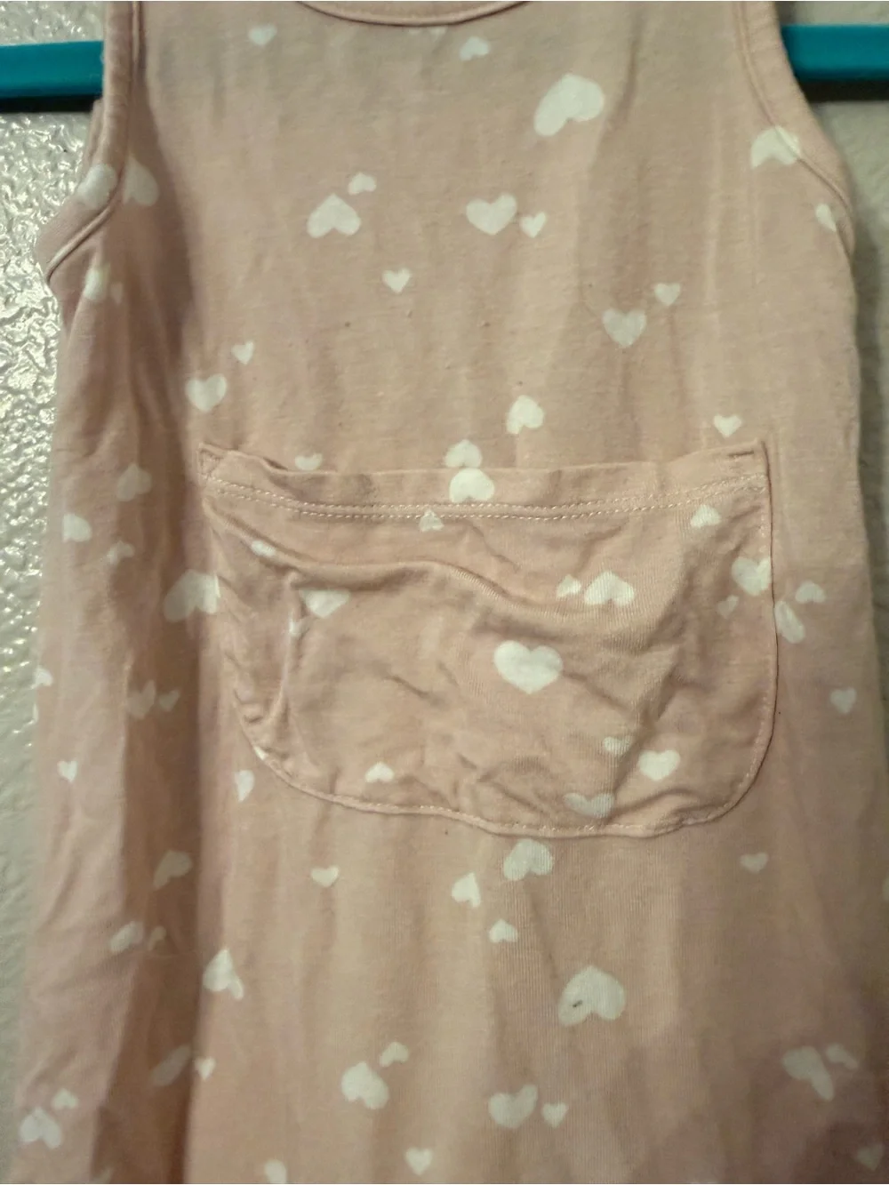 Toddler Sleeveless Pink Heart Pocket One-Piece Romper